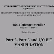 8051 Microcontroller L3 4 PORT 2 3 I O Bit Manipulation 18EC46 VTU Syllabus SECAB I E T