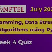 NPTEL Programming Data Structures And Algorithms Using Python Assignment 4 Answers Week 4 July 2024
