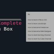 Autocomplete Search Box In HTML CSS And JavaScript
