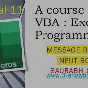 VBA Tutorial 11 InputBox Message Box MsgBox