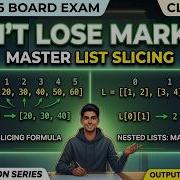 Lists In Python PYQs Slicing Traversal Nested Lists CBSE Class 12 CS 2027 Quick Revision