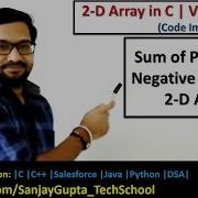 Sum Of Positive And Negative Elements Available In 2 D Array In C Programming By Sanjay Gupta