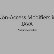 Non Access Modifier In JAVA