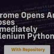 Chrome Opens And Closes Immediately Selenium Python