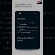Python Random Password Generator Short Code Snippet Python Programming Shorts