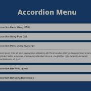 Responsive Accordion Menu Using Only HTML CSS JAVASCRIPT