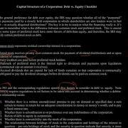 Checklist Corporate Capital Structure Debt Vs Equity