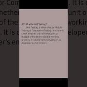 Q22 What Is Unit Testing Unittesting Testing Softwaretestinginterviewquestionandanswers