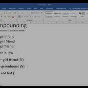 English Morphology Week 10 Compounding Part 1