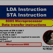 U2L10 LDA Instruction STA Instruction LDA STA Instructions In 8085 Microprocessor