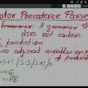 Lecture 13 Compilers Operator Precedence Parsers