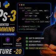 OOPs In Python Tutorial OOPs 3 Lecture 20 Object Oriented Programming In Python