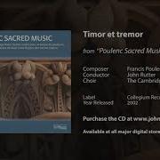 Timor Et Tremor Francis Poulenc John Rutter The Cambridge Singers