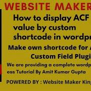 How To Display ACF Field Value By Custom Shortcode In Wordpress Make Own Shortcode For ACF Plugin