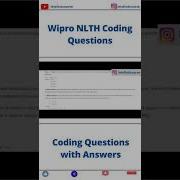 Wipro NLTH Coding Questions Shorts Coding