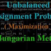 Maximization Unbalanced Assignment Problem Hungarian Method Operations Research