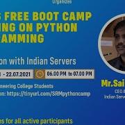 Python Bootcamp Day 1 SRMIST Ramapuram Campus Chennai Indian Servers