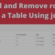 Dynamically Add And Remove Rows From A HTML Table Using JQuery