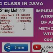 String Class In Java All Methods Of String Implementation Of All The Method With Code String