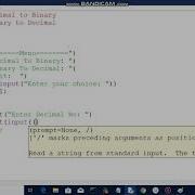 Binary To Decimal And Viceversa Python Programming