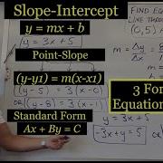 Equation Of A Line Slope Intercept Y Mx B Point Slope And Standard Forms