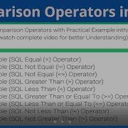 7 Comparison Operators In SQL SQL Comparison Operators SQL Tutorial
