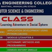 VTU ADP 18CS55 Python Programming Dictionary Dictionary Methods And Programming M2 L5