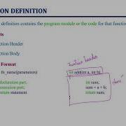 Function Definition Elements Of User Defined Function Lec 88 C Programming Tutorials