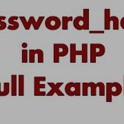 How To Encrypt Password Using Password Hash Function In Php