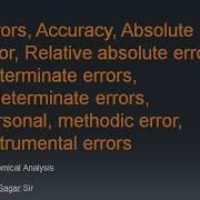 Errors In Chemical Analysis I