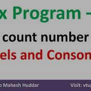3 LEX Program To Recognize And Display The Number Of Vowels And Consonants By Dr Mahesh Huddar