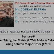Lecture 6 Upper Triangular Matrix Address Calculation Using Column Major Order