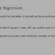 28 Stepwise Regression