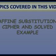Cryptography And Network Security 16 Affine Cipher