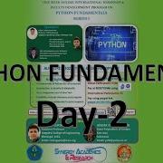 Python Fundamentals Day 2 International Workshop And FDP On Python Studies Studio
