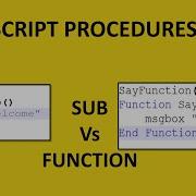 Vbscript Procedures Difference Between Sub And Function Procedures