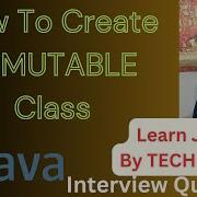 IMMUTABLE Class How To Create Immutable Class Tech IQ Lab Java Javaprogramming Learning