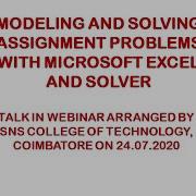 Modeling And Solving Assignment Problems With Microsoft Excel And Solver