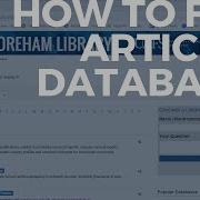 How To Find Articles Databases