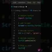 Draw A Star Using Python Python Turtle Python Star Coding Shorts