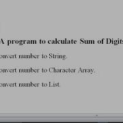 JAVA Program To Calculate Sum Of Individual Digits Of A Number