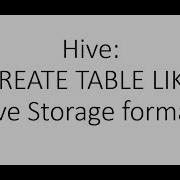 Hive Tutorial Create Table Create Table Like Stored As Textfile Stored As Parquet