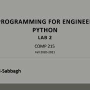 COMP215 Programming For Engineers Lab 2 Python