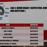 LAB 3 DRUM BRAKE INSPECTION REMOVAL AND REFITTING