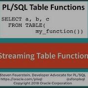 Getting Started With PL SQL Table Functions 3 Streaming Table Functions