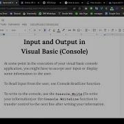 Console Input And Output In Visual Basic