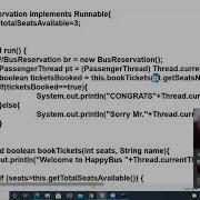 Bus Reservation Demo Using Thread Class