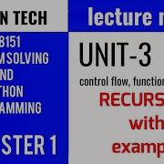 GE8151 Problem Solving And Python Programming In Tamil Recursion Unit 3 Explained In Tamil