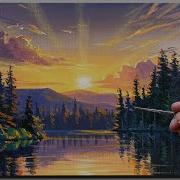 Acrylic Painting Sunset Lake Reflection Correa Art