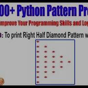Learn 100 Python Pattern Programs Pattern 50 To Print Right Half Diamond Pattern With Symbols